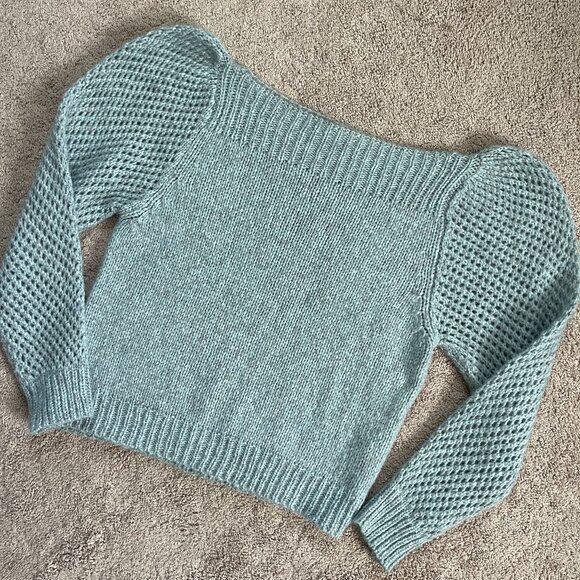LoveShackFancy Rosie Pullover BabyAlpaca Merino Open Knit Crochet PERU Womens L - Picture 2 of 7